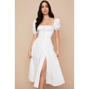 House of CB Tallulah Puff Sleeve Midi Dress Size M Blogger Fave (NWOT)